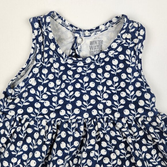 Winter Water Factory Organic Cotton Blueberry Vines Sleeveless Dress sz 3m - Picture 3 of 5